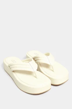 Limited Collection Limited Collection White Flatform Flip Flops In Wide E Fit
