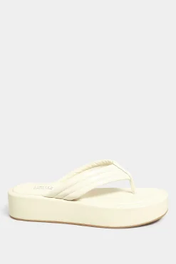 Limited Collection Limited Collection White Flatform Flip Flops In Wide E Fit