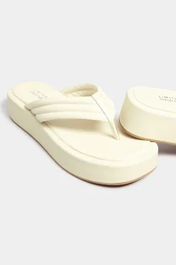 Limited Collection Limited Collection White Flatform Flip Flops In Wide E Fit