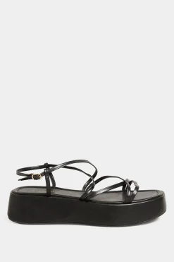 Limited Collection Limited Collection Black Strappy Flatform Sandals In Extra Wide Eee Fit