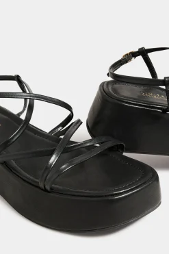 Limited Collection Limited Collection Black Strappy Flatform Sandals In Extra Wide Eee Fit
