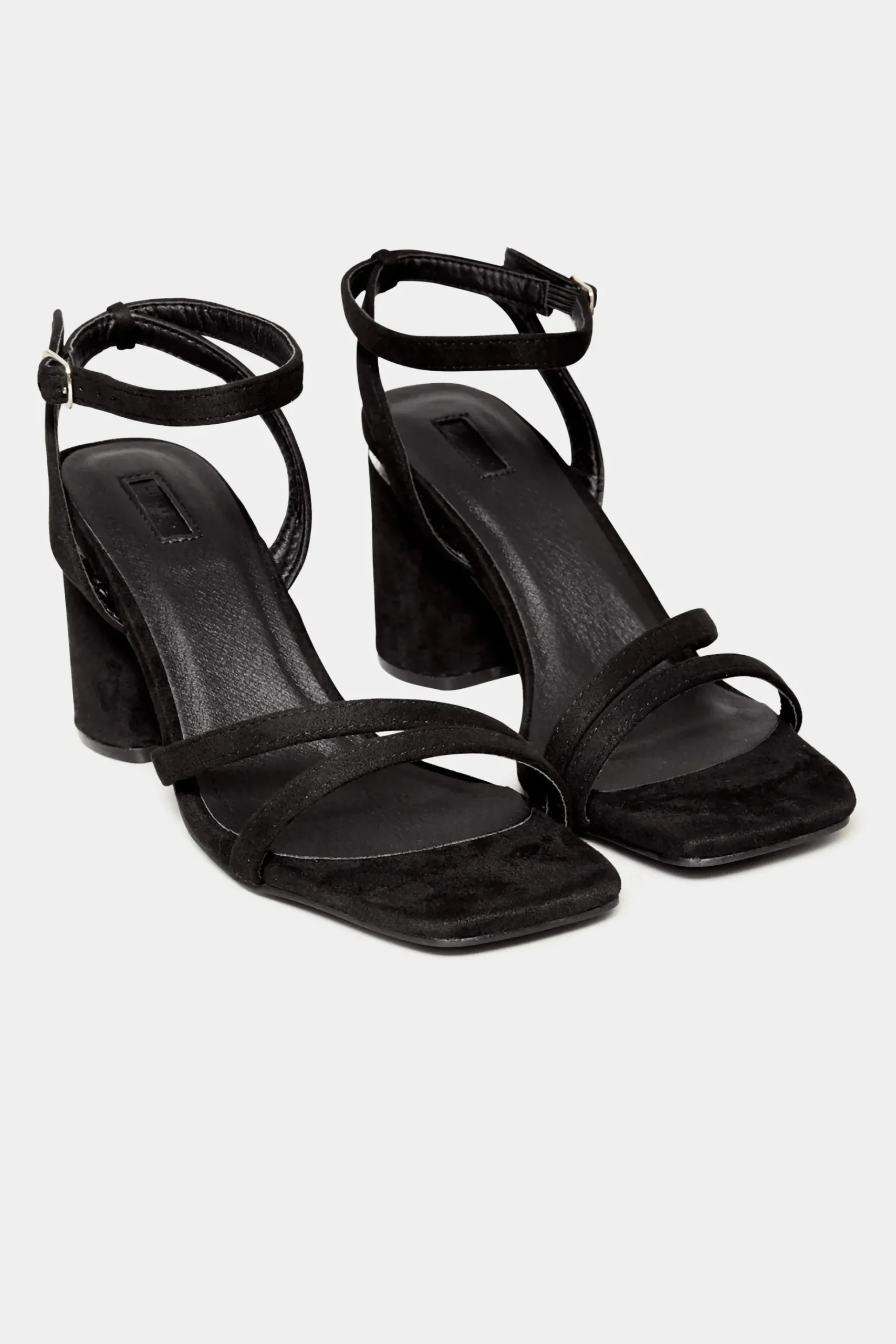 Limited Collection Limited Collection Black Asymmetrical Block Heel Sandal In Wide E Fit & Extra Fit Eee Fit