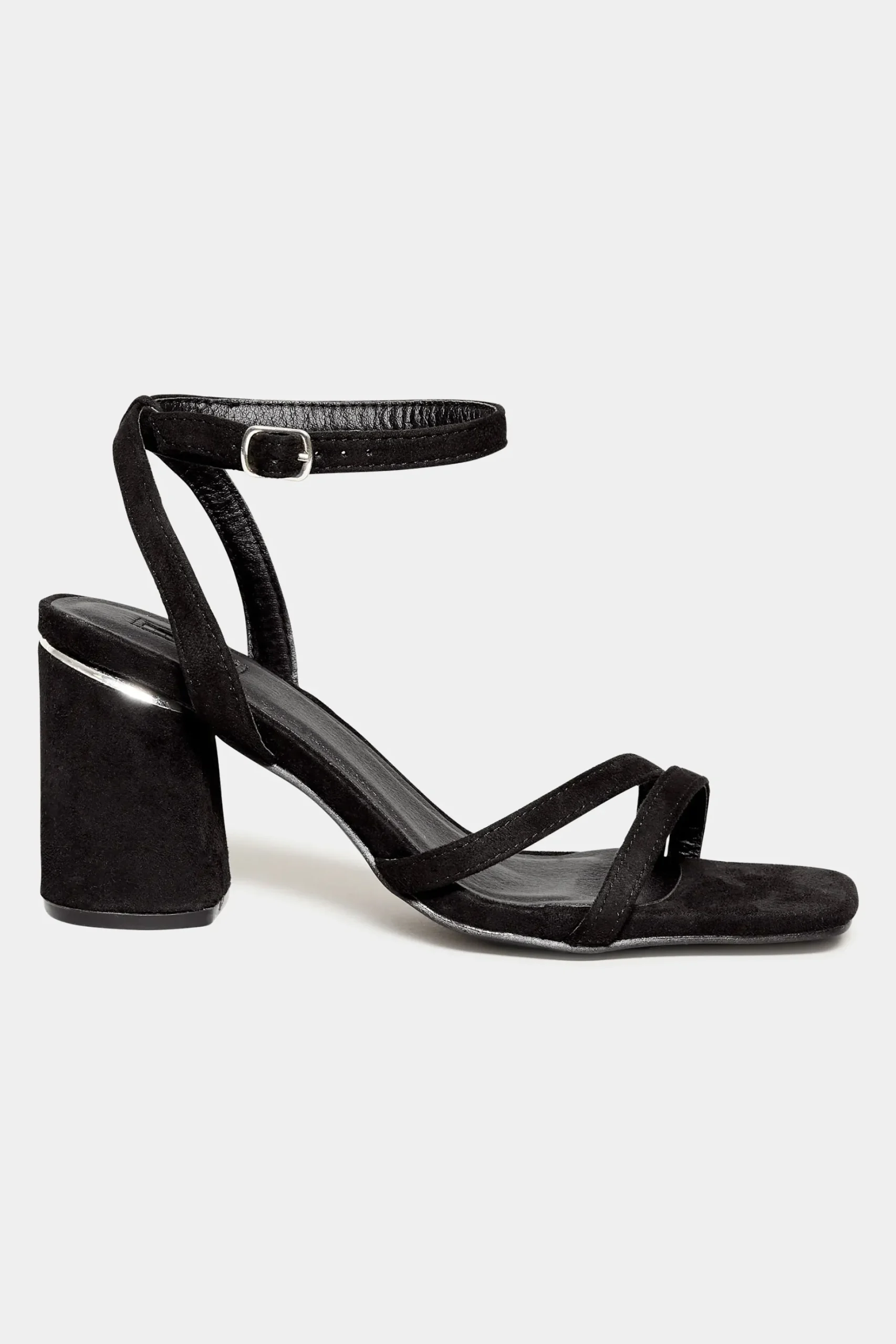 Limited Collection Limited Collection Black Asymmetrical Block Heel Sandal In Wide E Fit & Extra Fit Eee Fit