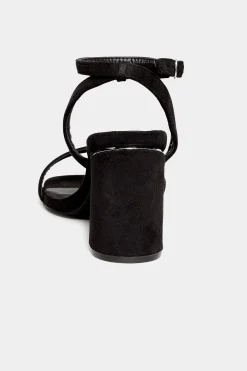 Limited Collection Limited Collection Black Asymmetrical Block Heel Sandal In Wide E Fit & Extra Fit Eee Fit