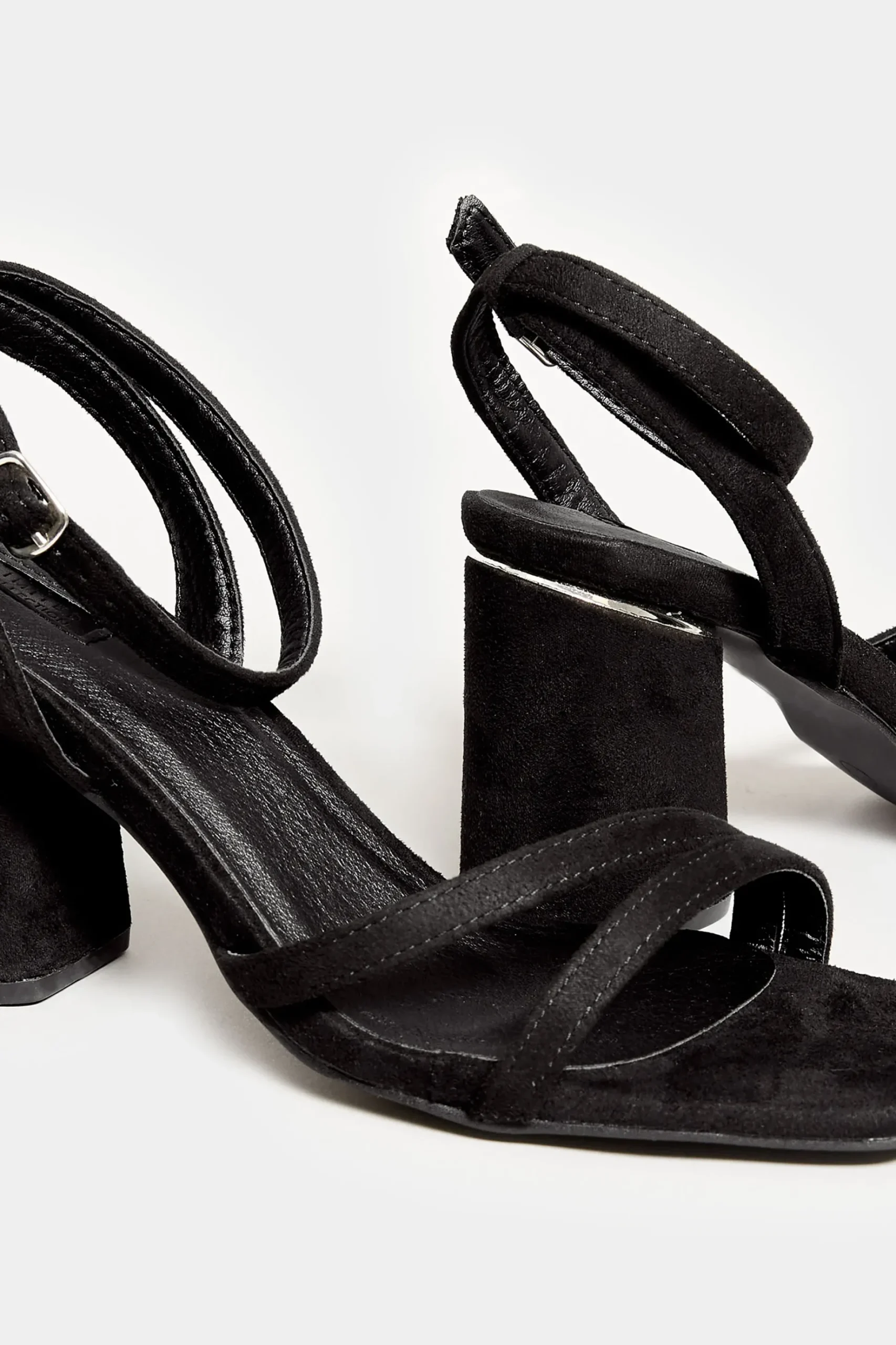 Limited Collection Limited Collection Black Asymmetrical Block Heel Sandal In Wide E Fit & Extra Fit Eee Fit