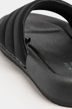 Limited Collection Limited Collection Black Padded Sliders In Wide E Fit