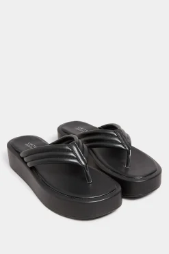 Limited Collection Limited Collection Black Flatform Flip Flops In Wide E Fit