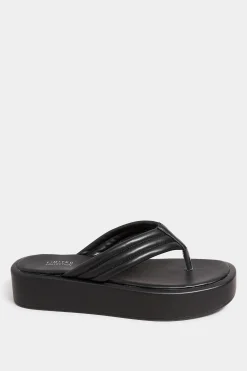 Limited Collection Limited Collection Black Flatform Flip Flops In Wide E Fit