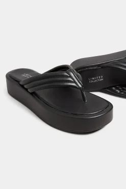 Limited Collection Limited Collection Black Flatform Flip Flops In Wide E Fit