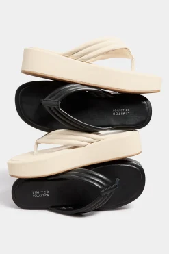 Limited Collection Limited Collection Black Flatform Flip Flops In Wide E Fit