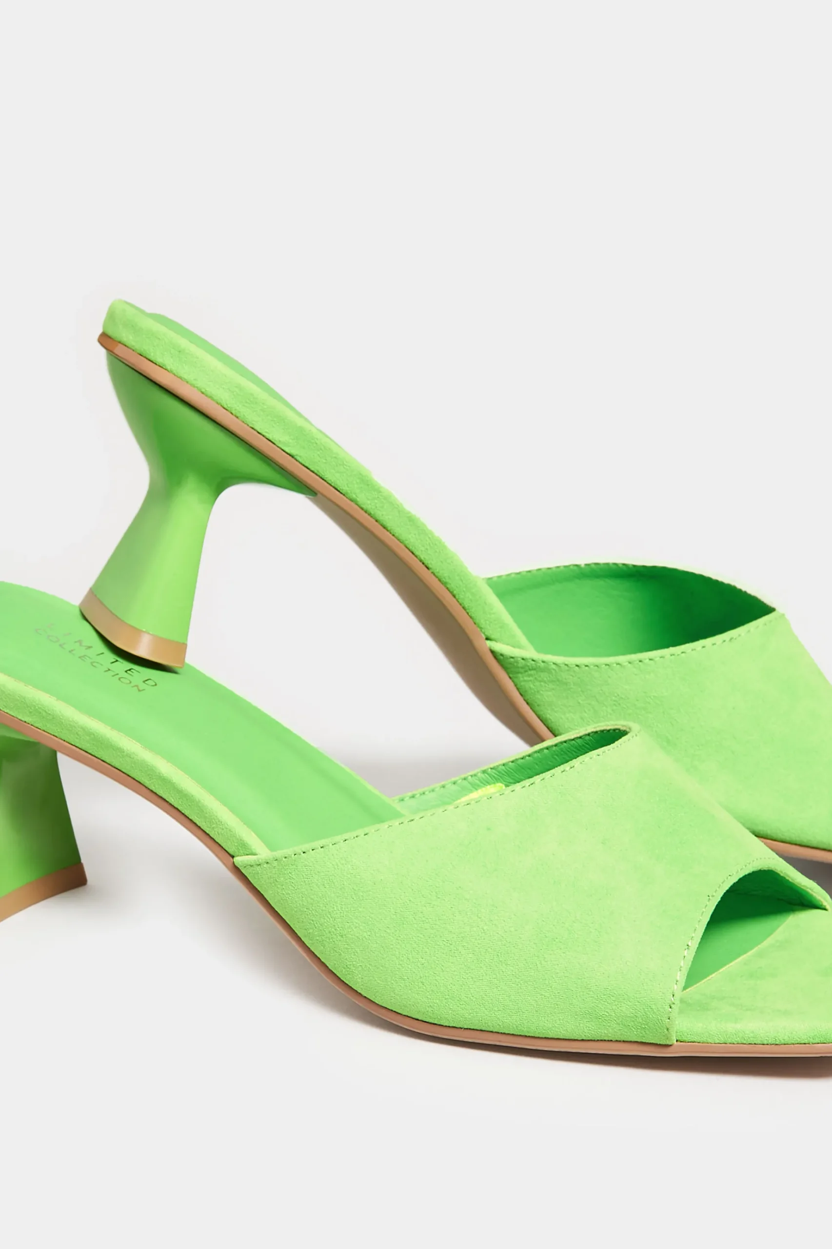 Limited Collection Limited Collection Green Kitten Heel Mule In Wide E Fit & Extra Wide Eee Fit