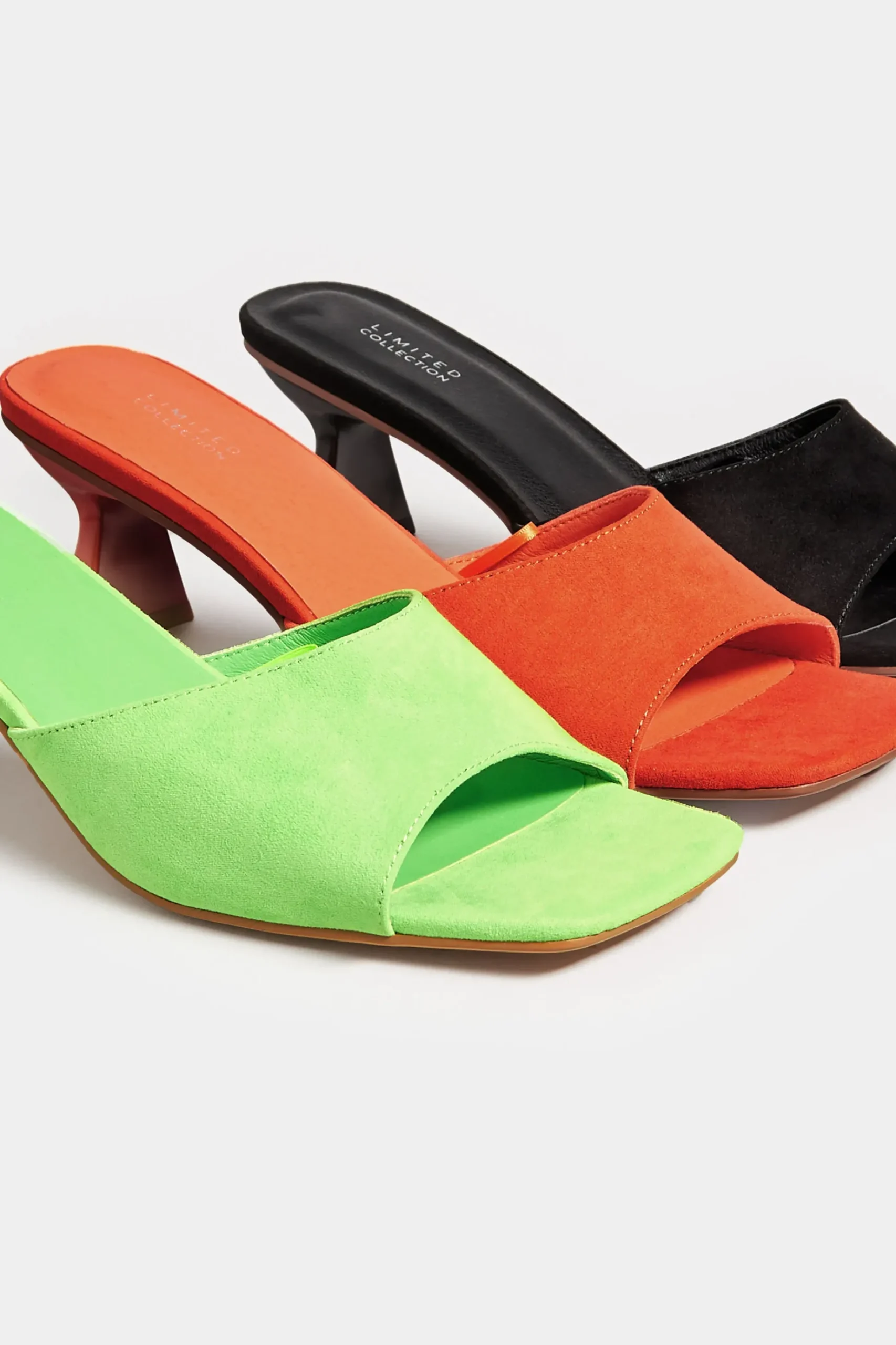Limited Collection Limited Collection Green Kitten Heel Mule In Wide E Fit & Extra Wide Eee Fit