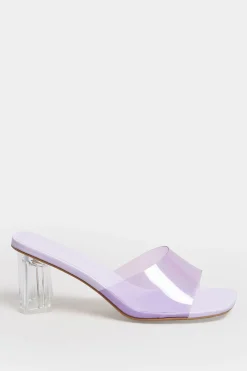 Limited Collection Limited Collection Lilac Purple & Clear Block Heel Mules In Extra Wide Eee Fit