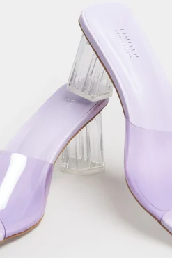 Limited Collection Limited Collection Lilac Purple & Clear Block Heel Mules In Extra Wide Eee Fit