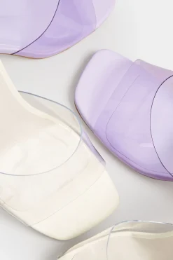 Limited Collection Limited Collection Lilac Purple & Clear Block Heel Mules In Extra Wide Eee Fit