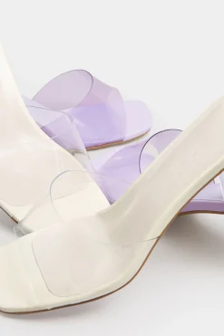Limited Collection Limited Collection Lilac Purple & Clear Block Heel Mules In Extra Wide Eee Fit