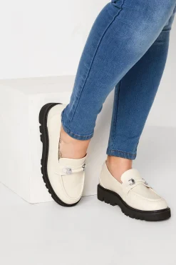 Limited Collection Limited Collection Cream Chunky Saddle Loafers In Extra Wide Eee Fit