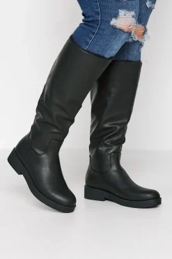 Limited Collection Limited Collection Black Fur Lined Knee High Boots In Wide E Fit