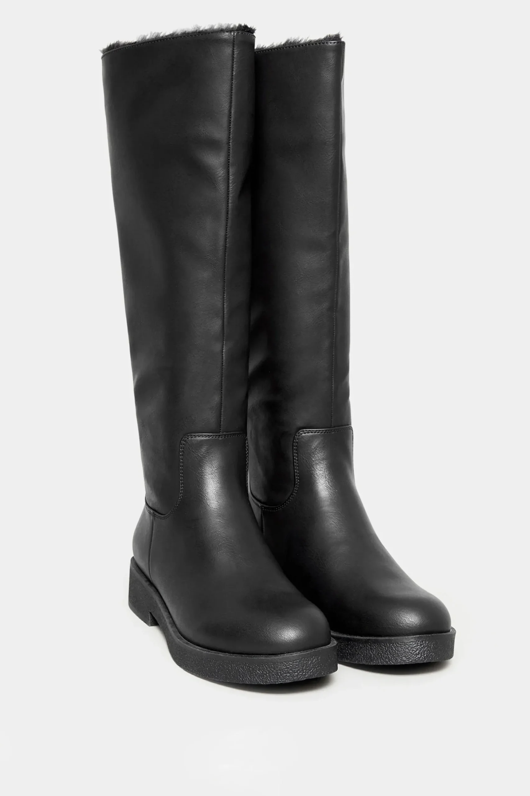 Limited Collection Limited Collection Black Fur Lined Knee High Boots In Wide E Fit