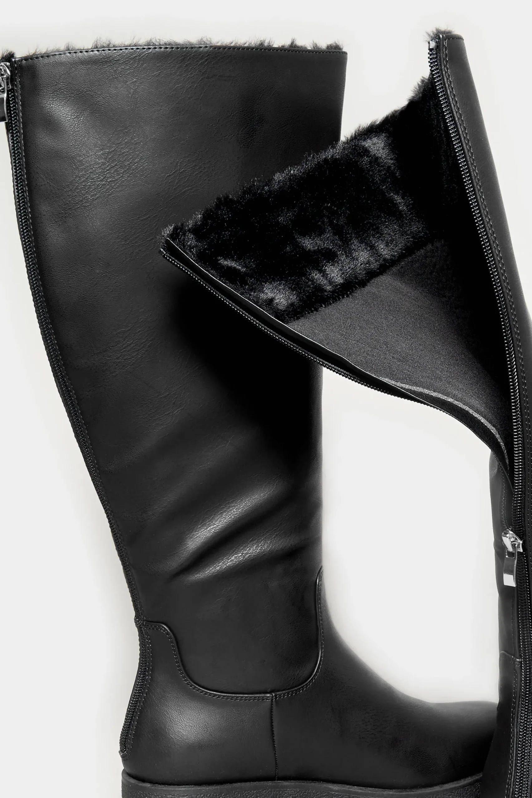 Limited Collection Limited Collection Black Fur Lined Knee High Boots In Wide E Fit