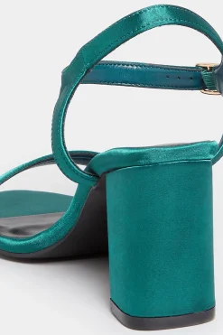 Limited Collection Limited Collection Dark Green Block Heel Sandal In Wide E Fit & Extra Wide Eee Fit