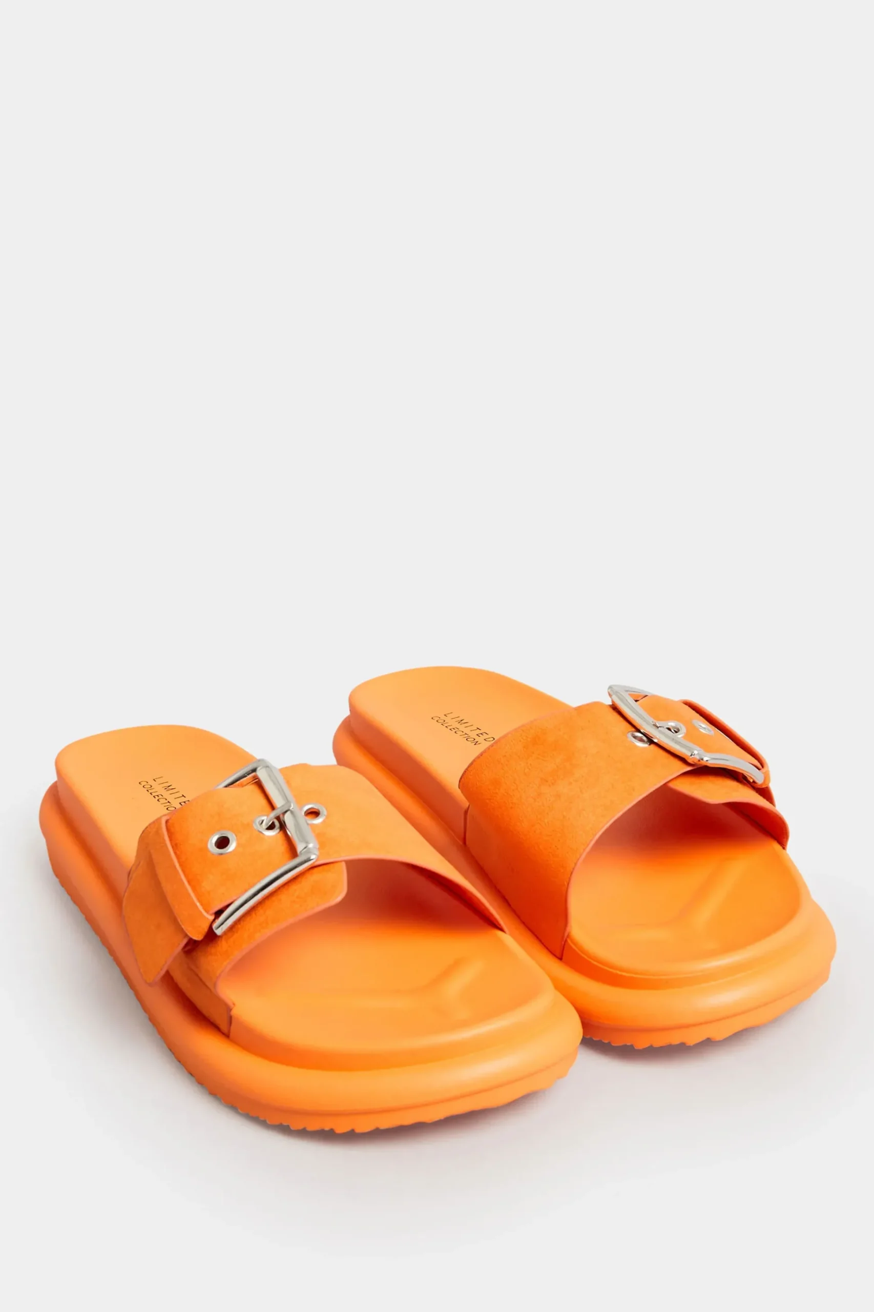 Limited Collection Limited Collection Orange Buckle Strap Mule Sandals In Wide E Fit & Extra Wide Eee Fit