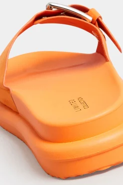 Limited Collection Limited Collection Orange Buckle Strap Mule Sandals In Wide E Fit & Extra Wide Eee Fit