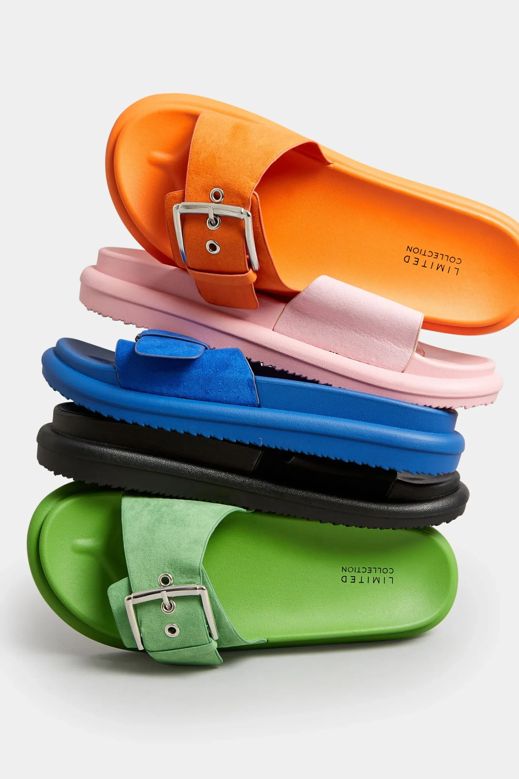 Limited Collection Limited Collection Orange Buckle Strap Mule Sandals In Wide E Fit & Extra Wide Eee Fit