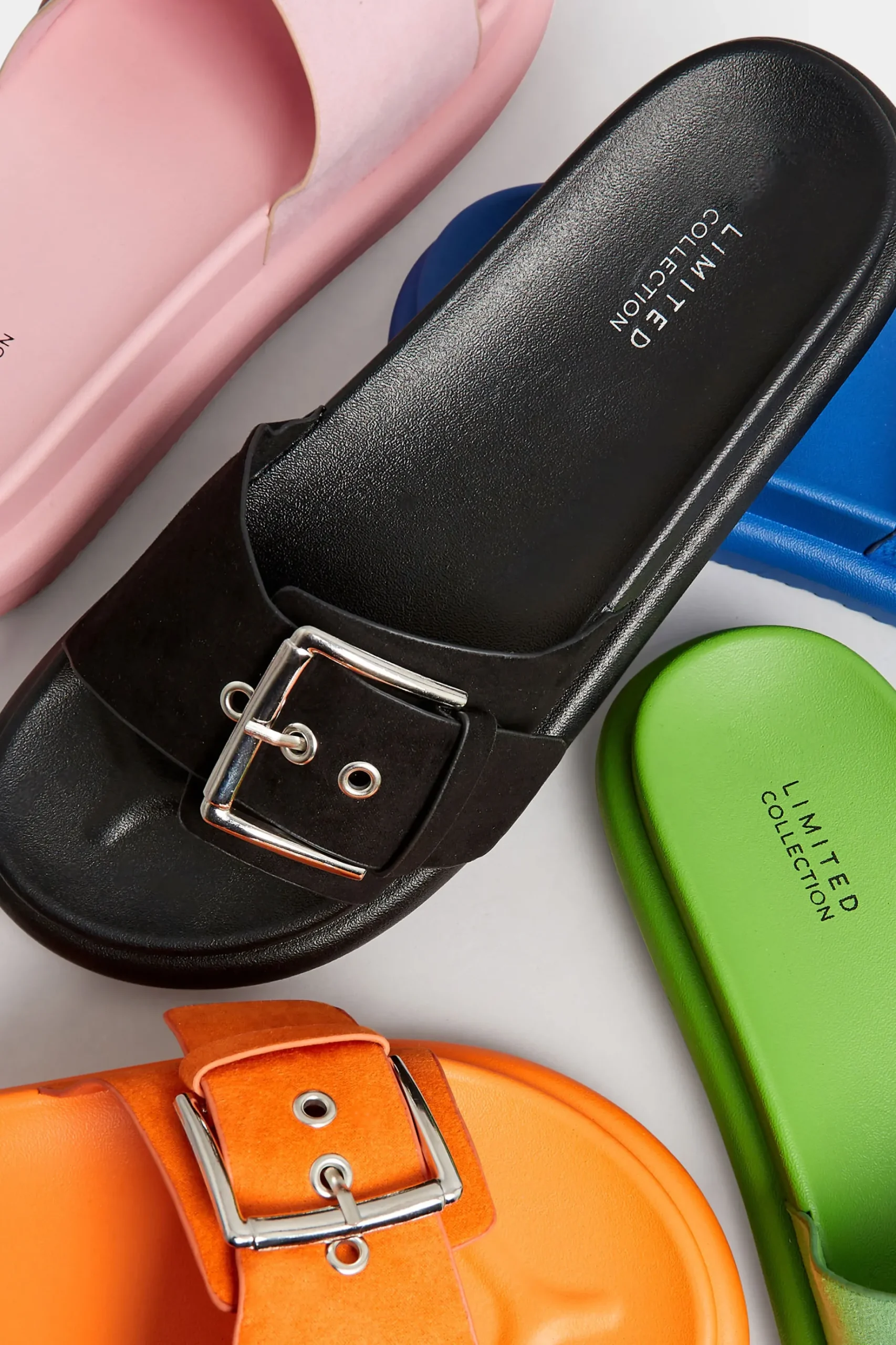 Limited Collection Limited Collection Orange Buckle Strap Mule Sandals In Wide E Fit & Extra Wide Eee Fit