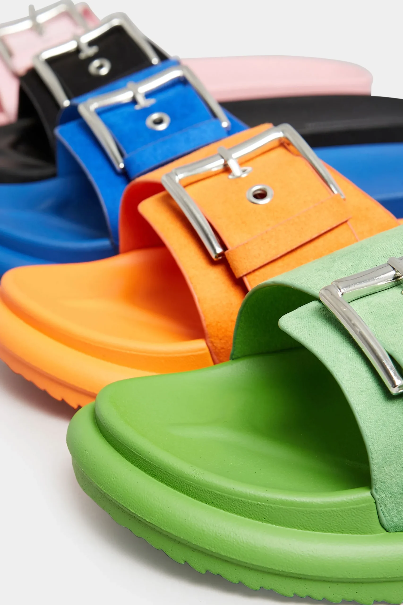 Limited Collection Limited Collection Orange Buckle Strap Mule Sandals In Wide E Fit & Extra Wide Eee Fit