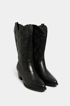 Limited Collection Limited Collection Black Cowboy Boots In Extra Wide Eee Fit