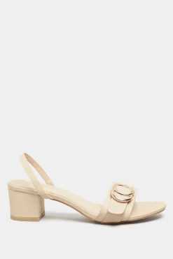 Limited Collection Limited Collection Beige Brown Buckle Block Heeled Sandal In Wide E Fit & Extra Wide Eee Fit