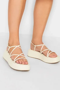 Limited Collection Limited Collection White Strappy Flatform Sandals In Extra Wide Eee Fit