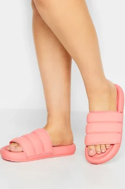 Limited Collection Limited Collection Pink Padded Sliders In Wide E Fit