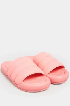 Limited Collection Limited Collection Pink Padded Sliders In Wide E Fit