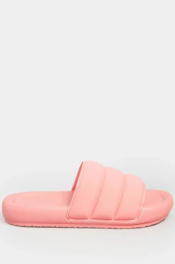 Limited Collection Limited Collection Pink Padded Sliders In Wide E Fit
