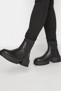 Limited Collection Limited Collection Black Chunky Chelsea Ankle Boots In Wide E Fit
