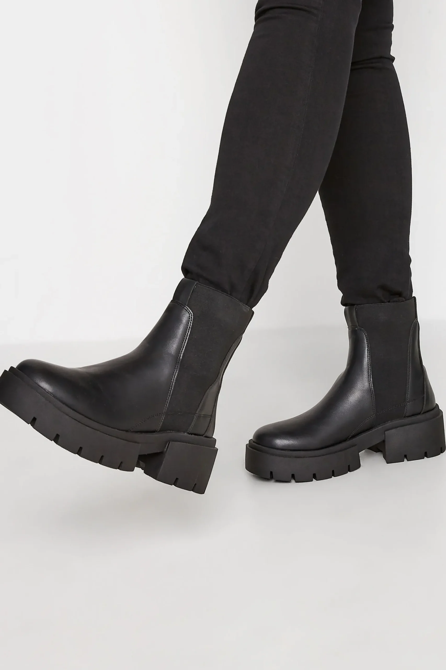 Limited Collection Limited Collection Black Chunky Chelsea Ankle Boots In Wide E Fit