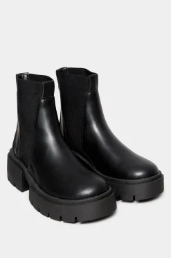 Limited Collection Limited Collection Black Chunky Chelsea Ankle Boots In Wide E Fit