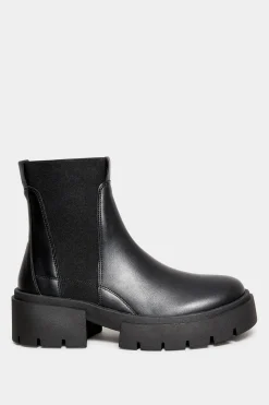 Limited Collection Limited Collection Black Chunky Chelsea Ankle Boots In Wide E Fit