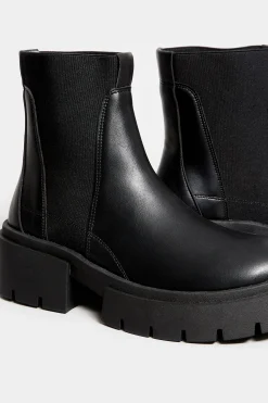 Limited Collection Limited Collection Black Chunky Chelsea Ankle Boots In Wide E Fit