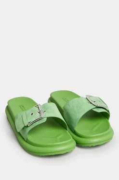 Limited Collection Limited Collection Green Buckle Strap Mule Sandals In Wide E Fit & Extra Wide Eee Fit
