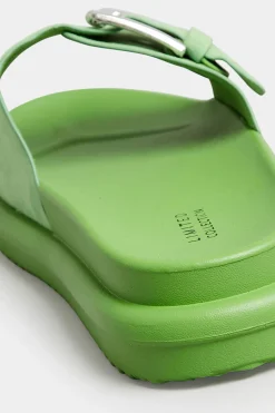 Limited Collection Limited Collection Green Buckle Strap Mule Sandals In Wide E Fit & Extra Wide Eee Fit