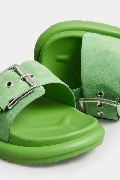 Limited Collection Limited Collection Green Buckle Strap Mule Sandals In Wide E Fit & Extra Wide Eee Fit
