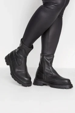 Limited Collection Limited Collection Black Chunky Sock Boots In Extra Wide Eee Fit