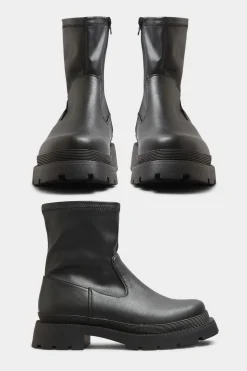 Limited Collection Limited Collection Black Chunky Sock Boots In Extra Wide Eee Fit