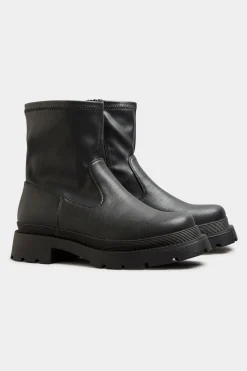 Limited Collection Limited Collection Black Chunky Sock Boots In Extra Wide Eee Fit
