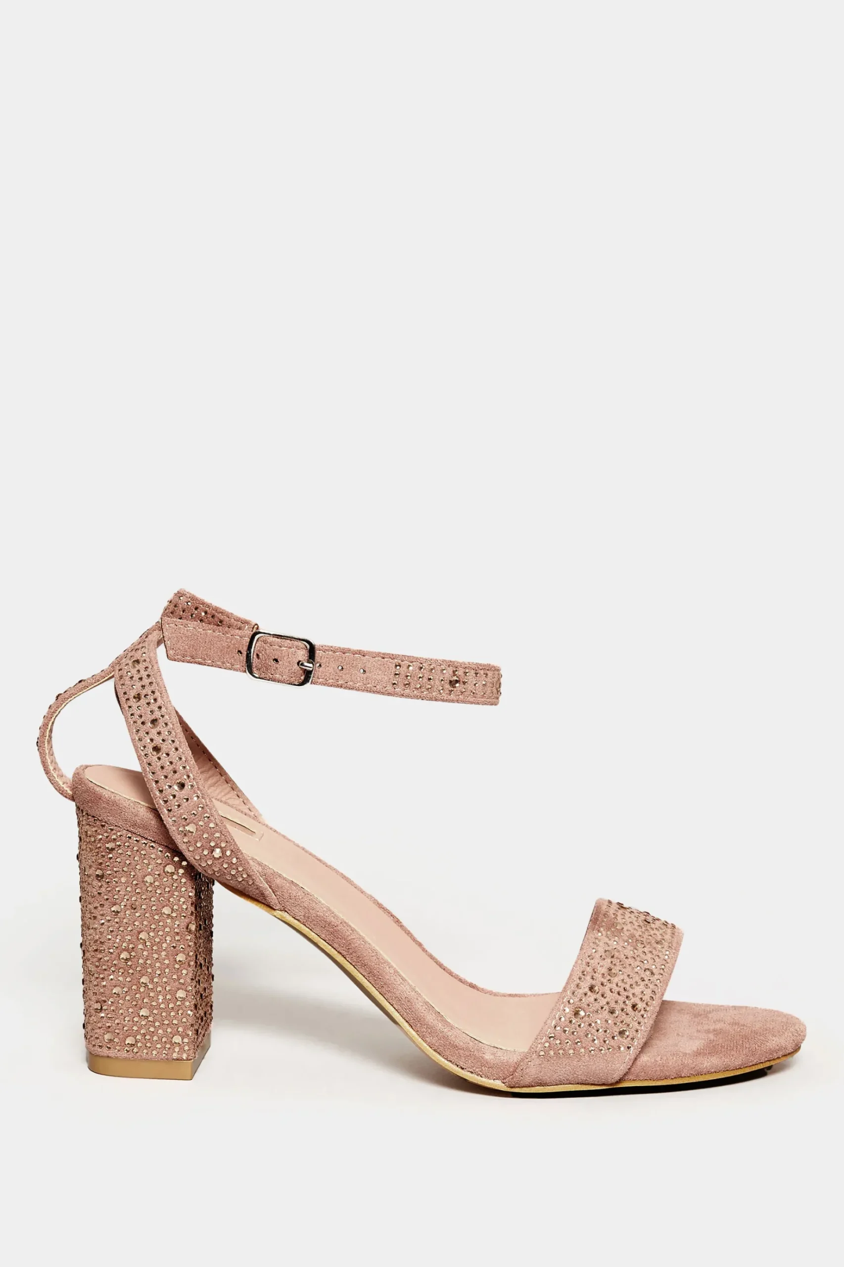 Limited Collection Limited Collection Pink Faux Suede Diamante Embellished Heels In Wide E Fit & Extra Wide Eee Fit