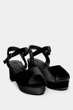 Limited Collection Limited Collection Black Velvet Platform Heels In Wide E Fit & Extra Wide Eee Fit