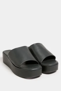 Limited Collection Limited Collection Black Platform Mule Sandals In E Wide Fit & Eee Extra Wide Fit